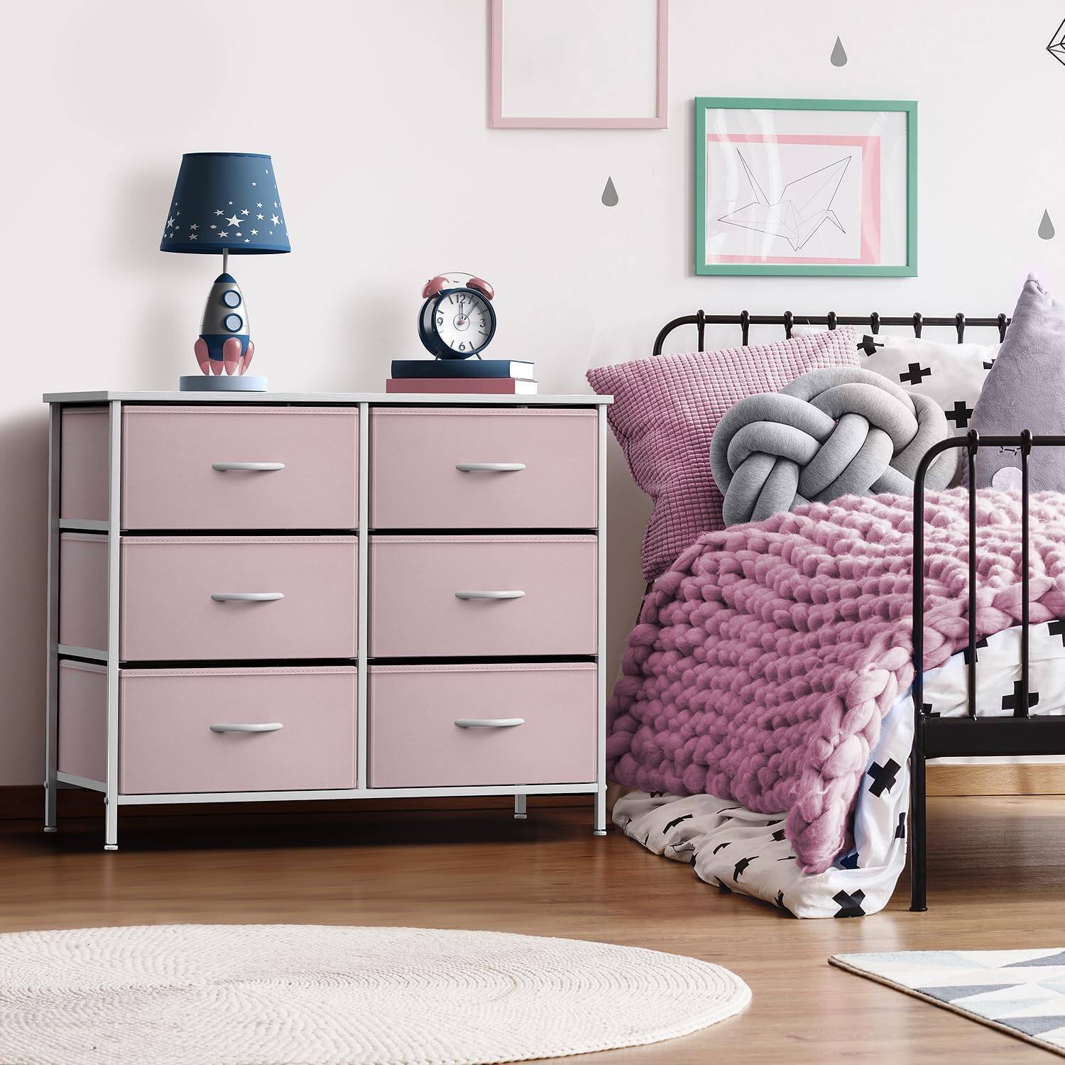 Alt View 1. Sorbus - Sorbus Dresser with 6 Drawers, Furniture Storage Tower Unit for Bedroom, Hallway, Closet Wood Top Fabric Drawers Chest - Pink.