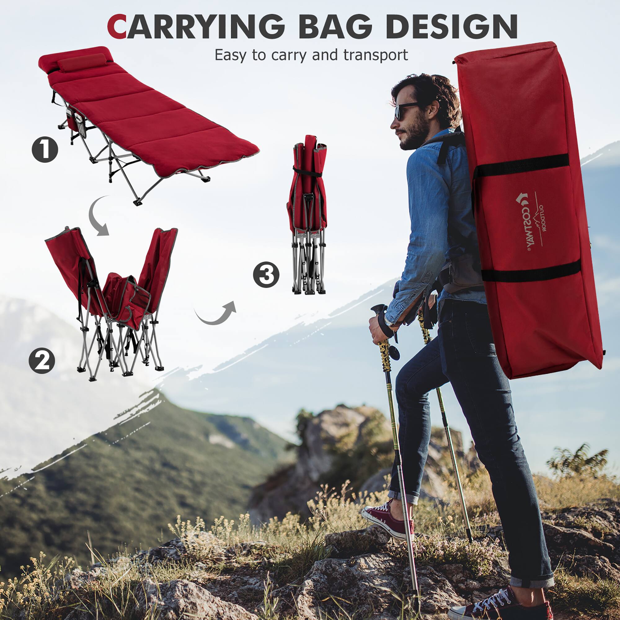 CARRYING BAG DESIGN  
Easy to carry and transport  

1  
2  
3
