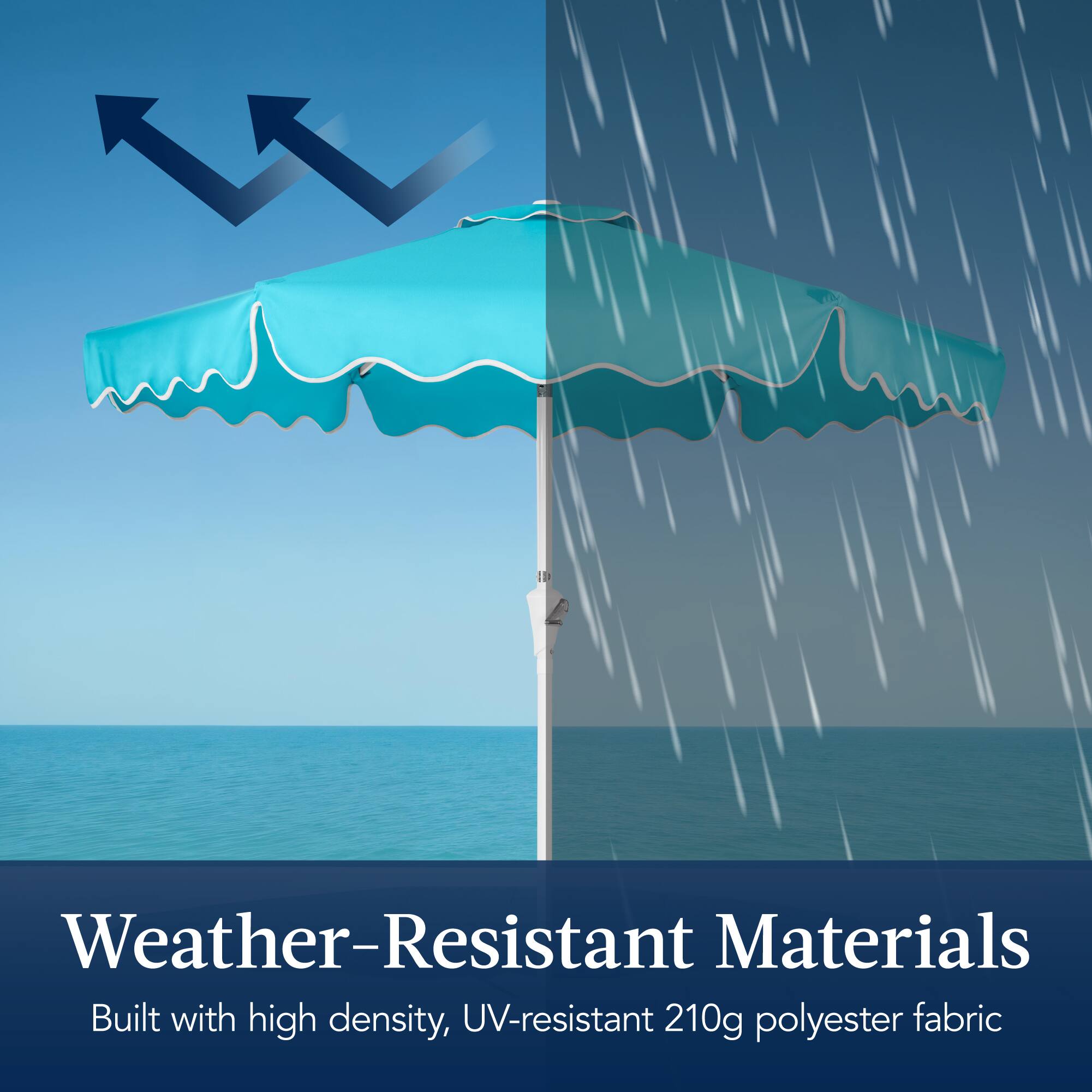 Weather-Resistant Materials  
Built with high density, UV-resistant 210g polyester fabric