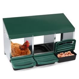 Winado - Chicken Nesting Boxes, 3 Hole Metal Chicken Egg Laying Box for Chicken Coop - Green