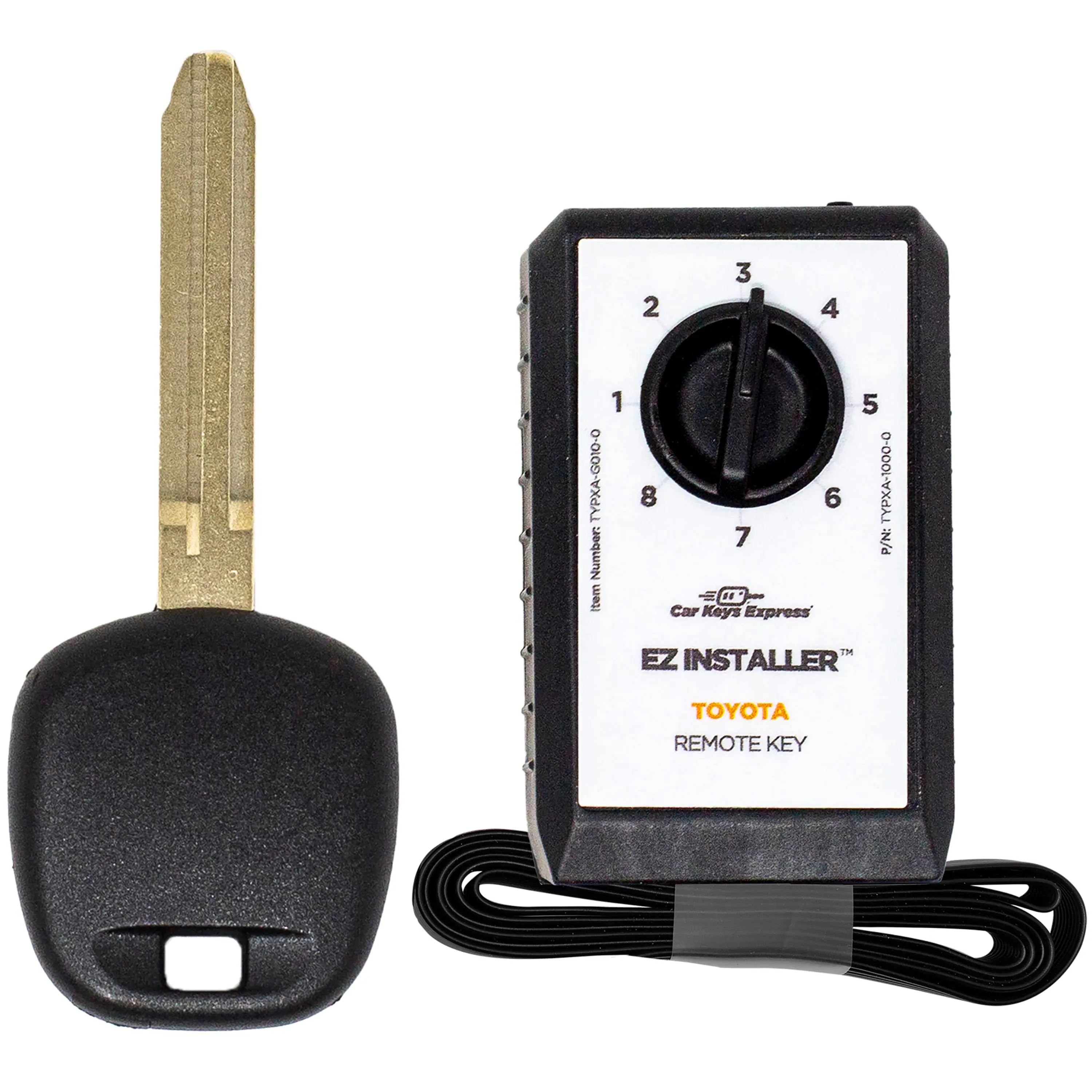 2 3 4 0-0108-AX4YT
Number: 1 8 6 7 - D.
Car Keys Express
P/N: TYPXA-1000-0
EZ INSTALLER
TOYOTA REMOTE KEY
Item Number: 860000
Part Number: 860000