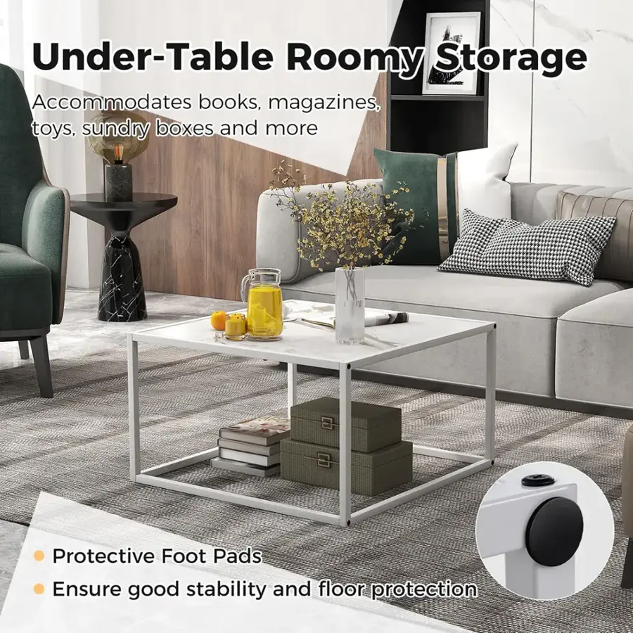 Under-Table Roomy Storage: Accommodates books, magazines, toys, sundry boxes, and more. Protective Foot Pads: Ensure good stability and floor protection.
