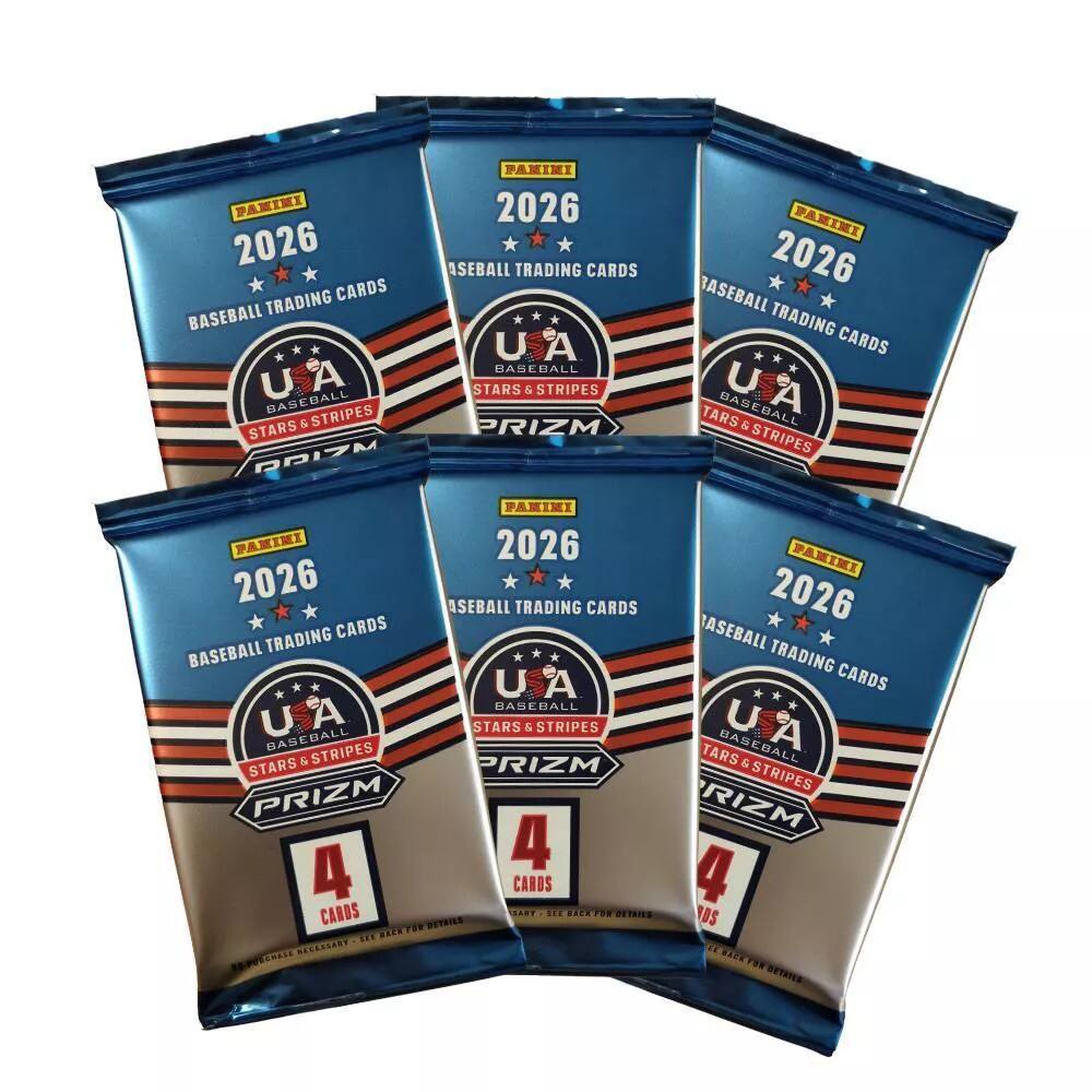 Pamini 2026 Baseball Trading Cards: USA Baseball Stars & Stripes Prizm. 4 Cards.
