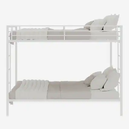Front. GOODSILO - Space-Saving Iron Bunk Bed with Sturdy Metal Frame for Dual Sleeping Solutions in Compact Rooms - White.