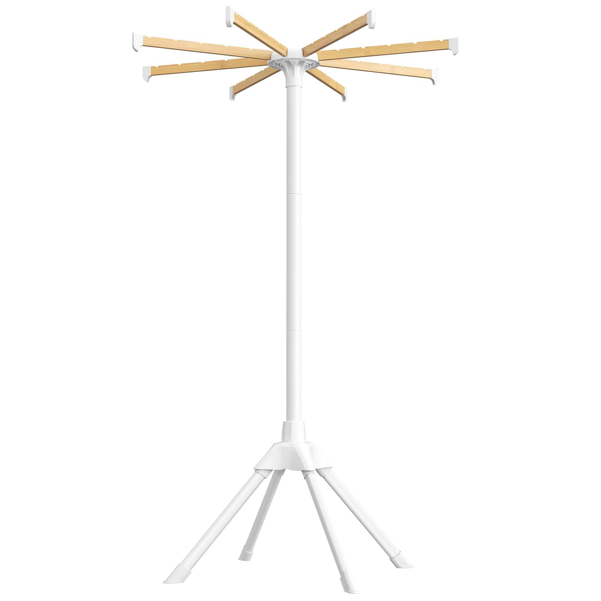 Songmics Home - Clothes Drying Rack, with Bamboo Hanging Rods, Foldable Metal Laundry Rack, Space-Saving, Free-Standing Airer - White and Natural price history on PriceWatchPro