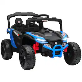 Qaba - Kids Ride On Truck, Battery Powered Electric UTV Vehicle with Rear Suspension - Blue