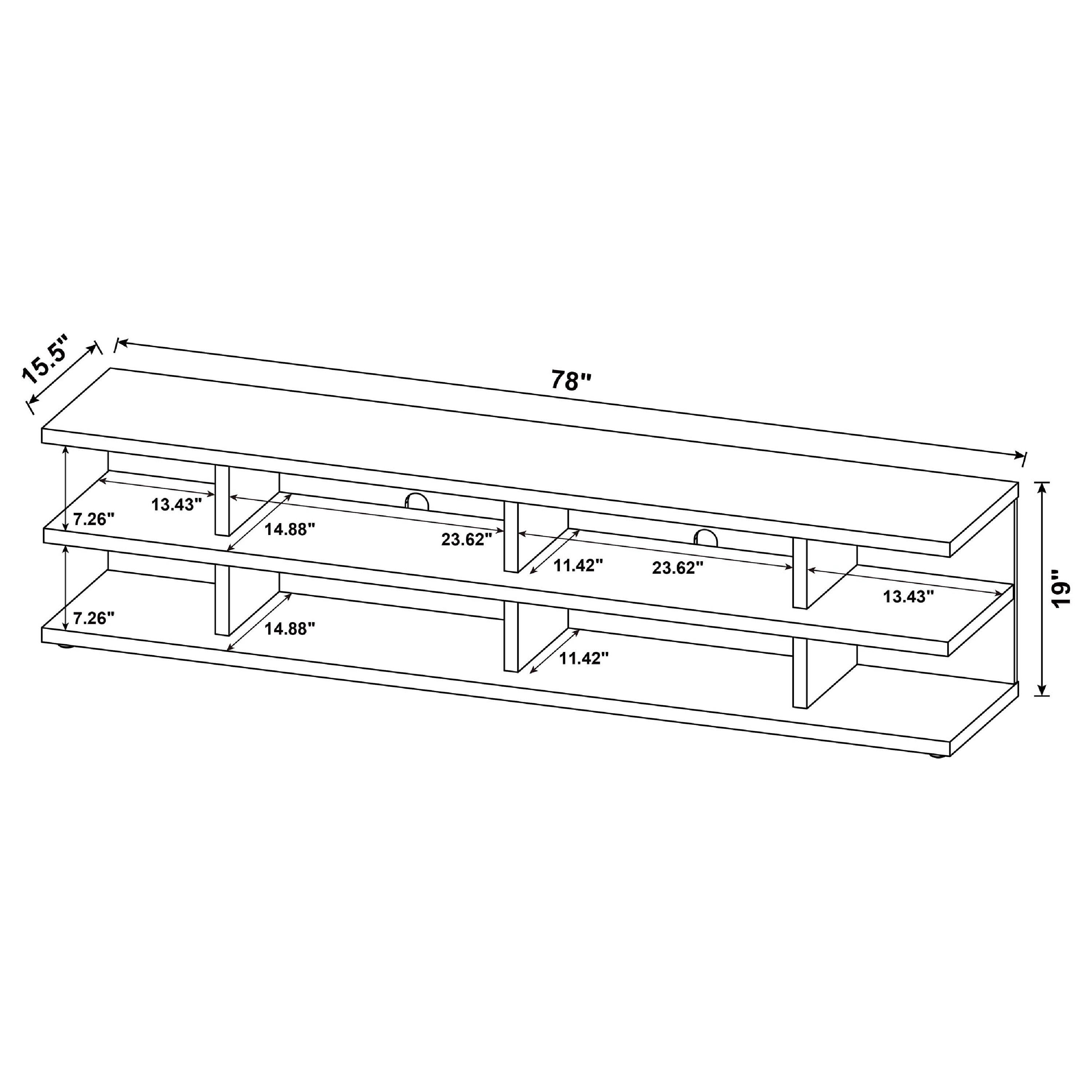 15.5" x 78" x 7.26" x 7.26" x 13.43" x 14.88" x 14.88" x 23.62" x 11.42" x 23.62" x 13.43" x 19" x 11.42"