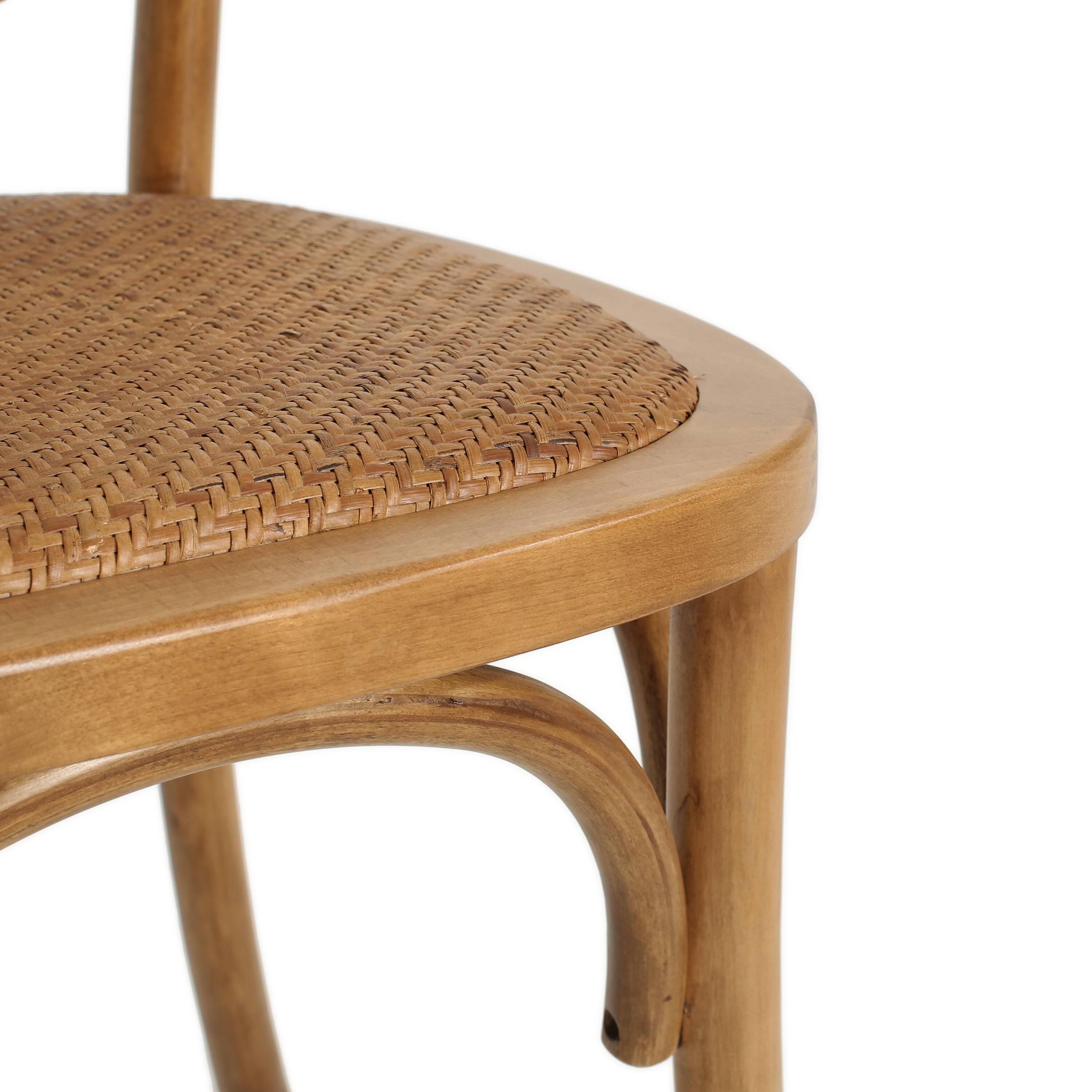 Alt View 5. Mondawe - Set of 2 Rattan and Birch Wood Dining Chairs - Light Brown.