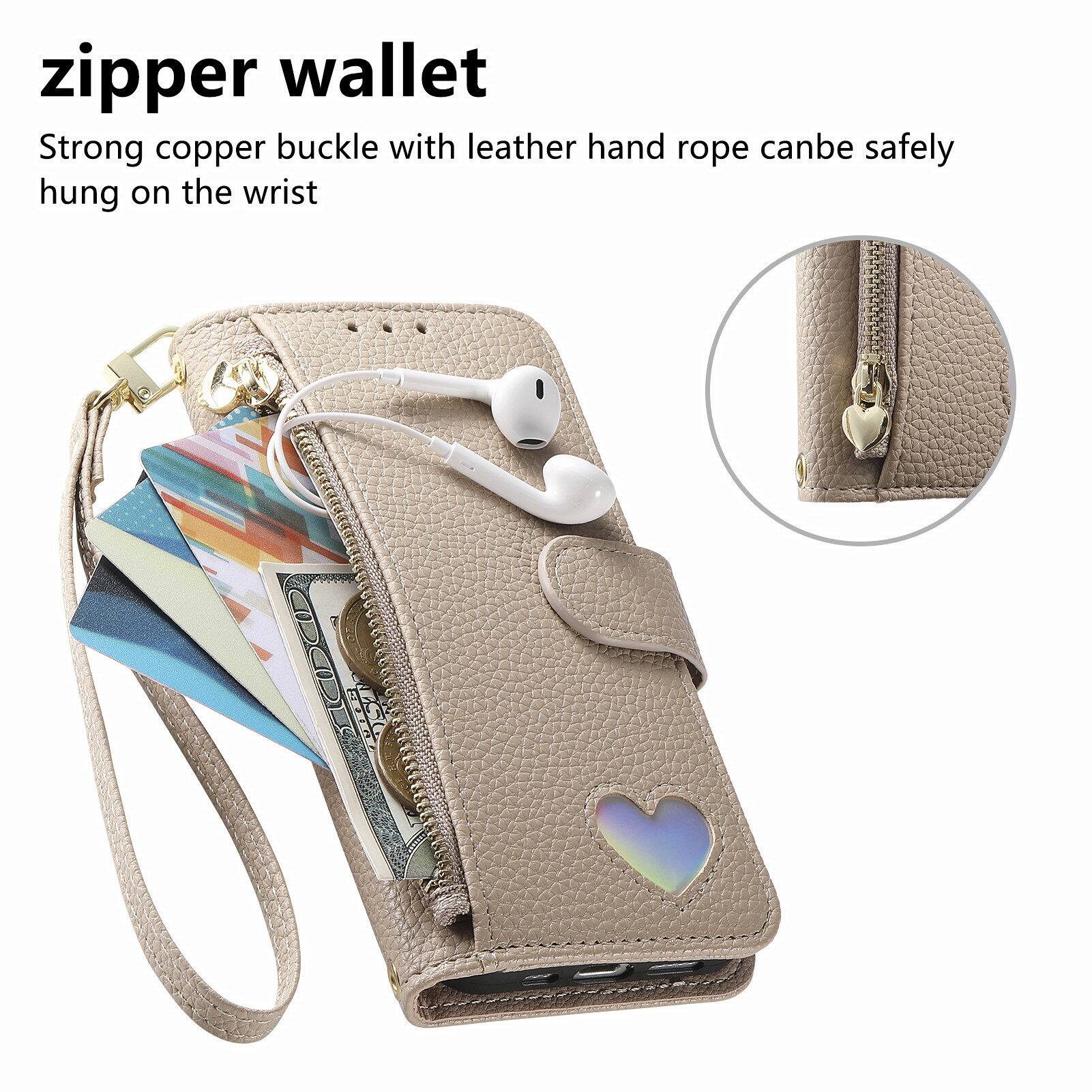 zipper wallet  
Strong copper buckle with leather hand rope can be safely hung on the wrist