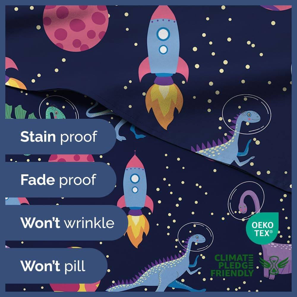 Stain proof  
Fade proof  
Won't wrinkle  
Won't pill  

OEKO TEX  
CLIMATE PLEDGE FRIENDLY