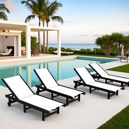 LuXeo - Venice HDPE Chaise Lounge, (Set of 4) - Black