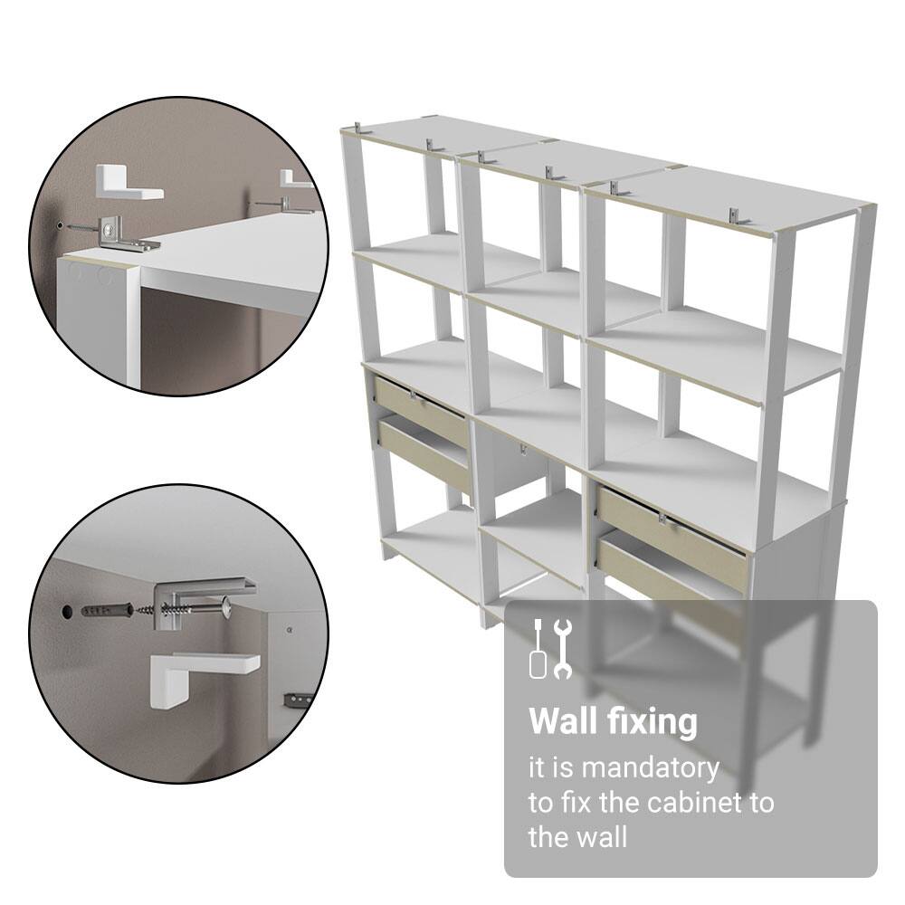 Wall fixing  
it is mandatory to fix the cabinet to the wall