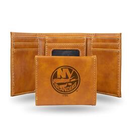 Rico Industries - New York Islanders Brown Trifold Wallet with Clear ID Window - Multi