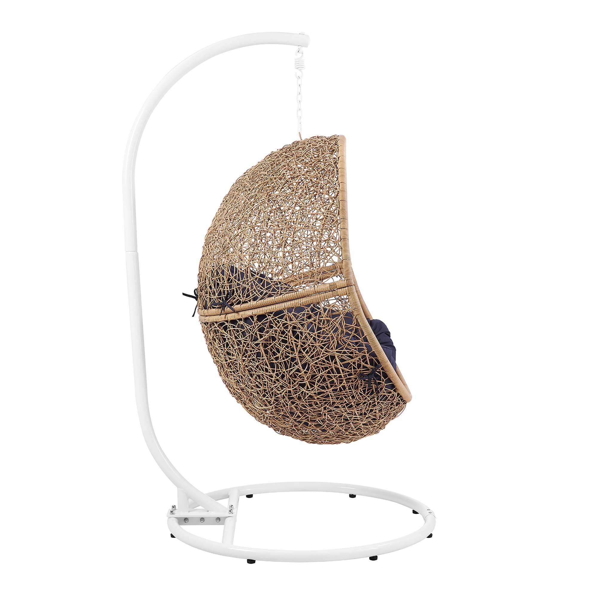 Alt View 3. Modway - Encase Outdoor Patio Rattan Swing Chair by Modway - Cappuccino Navy.
