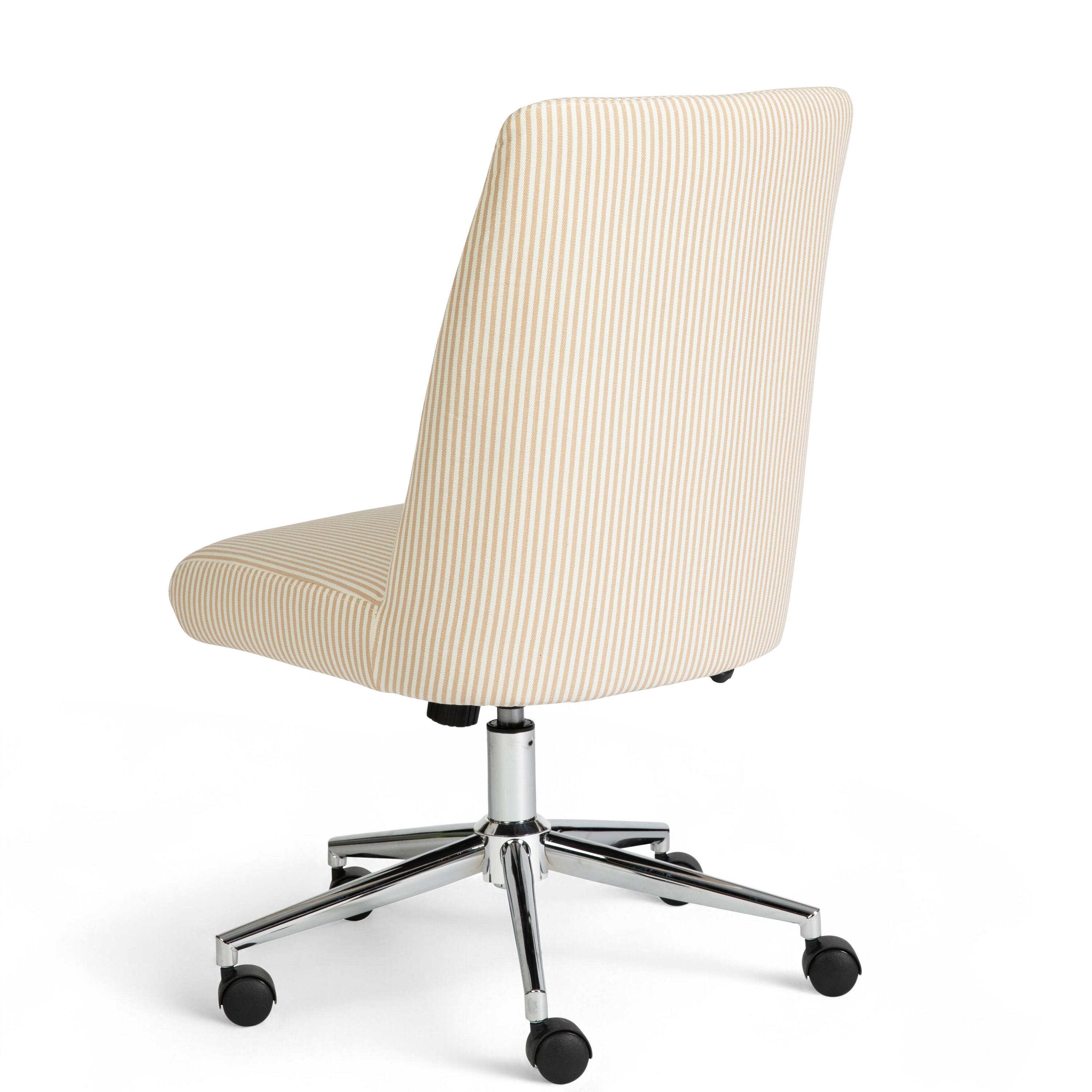 Alt View 8. Martha Stewart - Maeve Upholstered Height Adjustable Swivel Home Office Chair - Conch Shell Fabric/Polished Brass Frame.