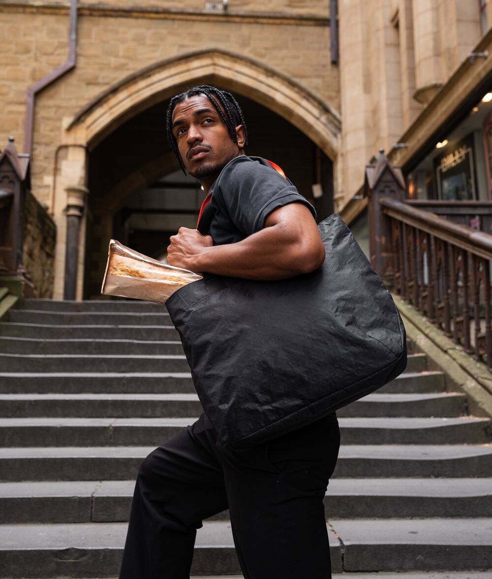 Alt View 8. ALPAKA - Elements Tote Bag 14.5L Weatherproof Foldable Travel Tote with Magnetic Closure - Black Axoflux 210D.