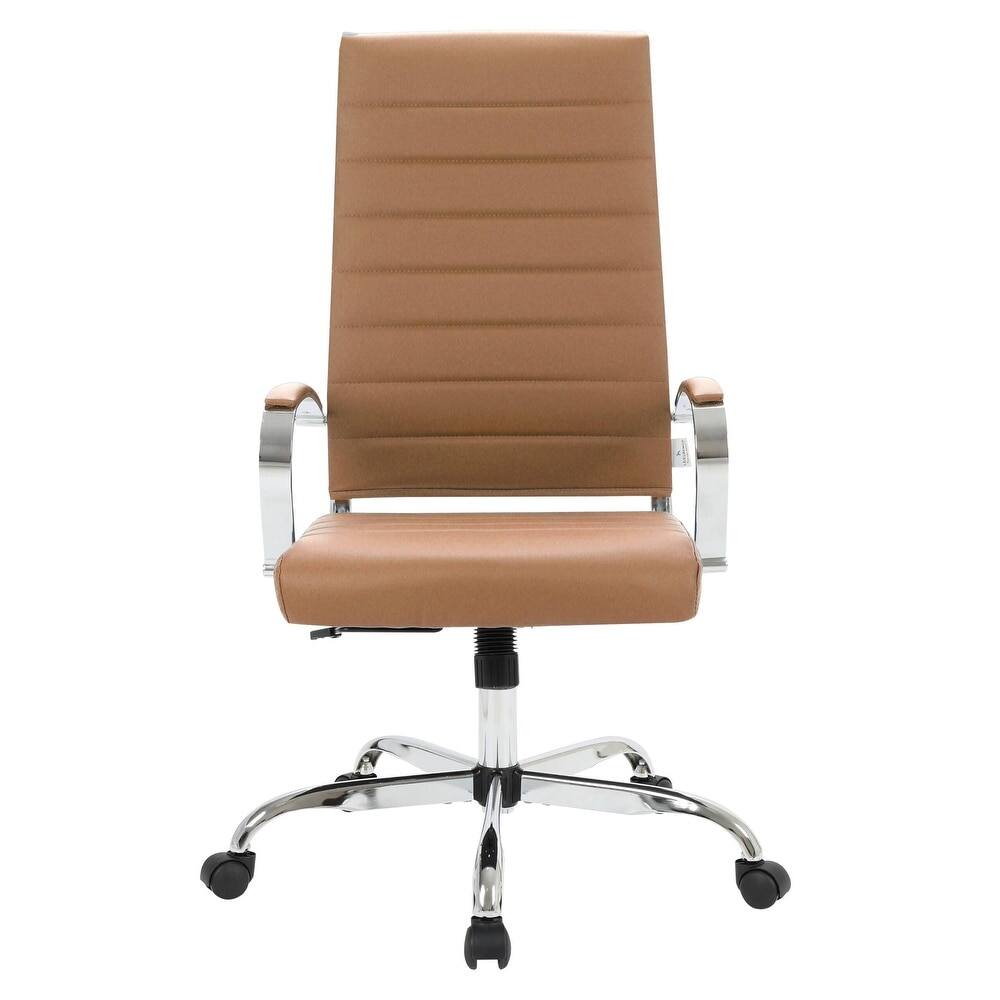 Alt View 2. LeisureMod - Benmar High Back Leather Office Chair with Adjustable Height, Swivel Base, Ergonomic Design Modern Conference Chair - Brown.