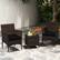 Alt View 1. Costway - 3 PCS Outdoor Conversation Set with Cushioned Seat & Tempered Glass Tabletop - Black,Mix Brown.