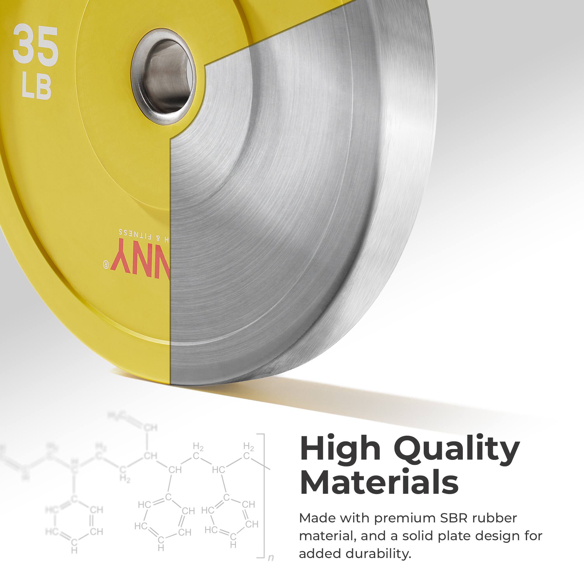 35 LB FITNESS

High Quality Materials

Made with premium SBR rubber material, and a solid plate design for added durability.