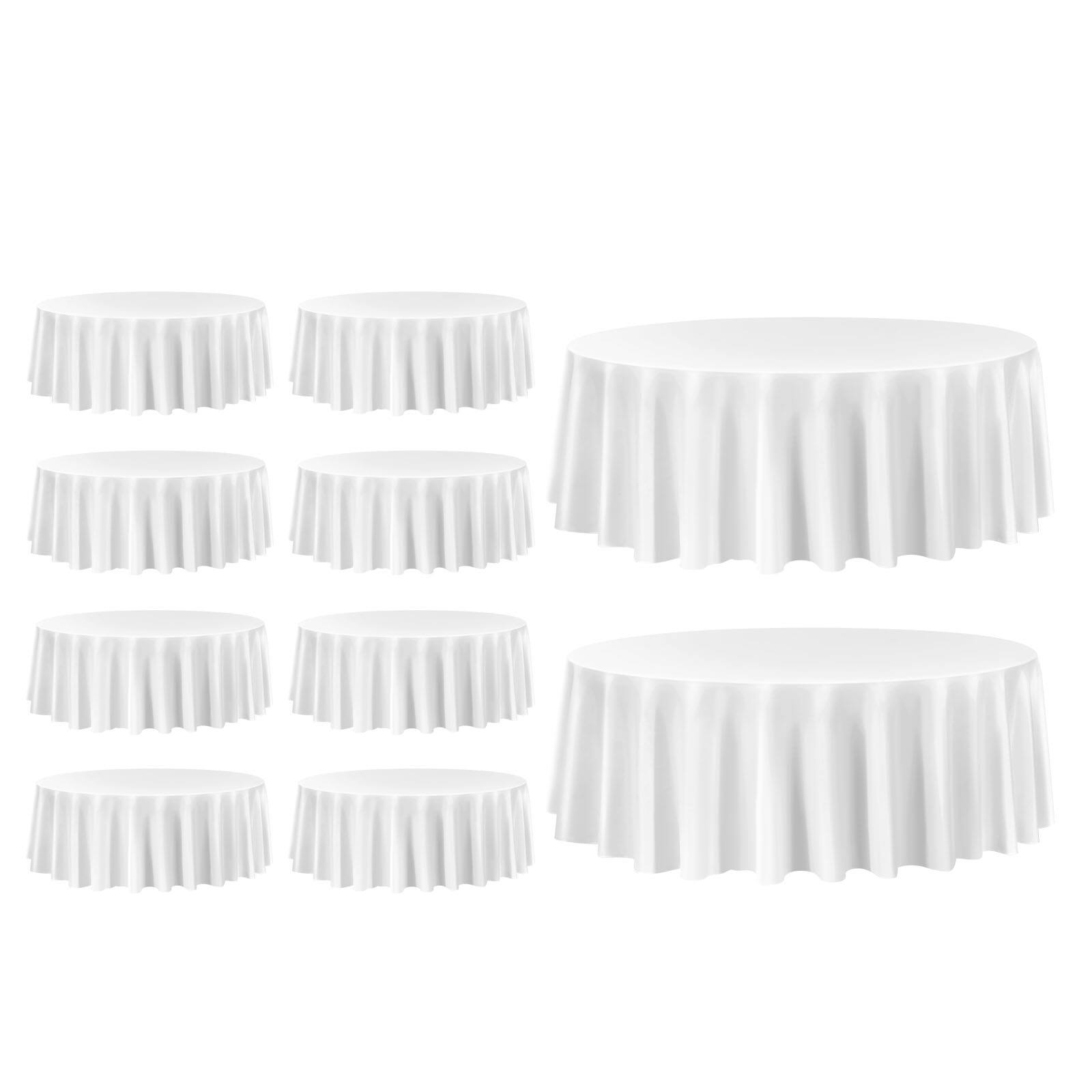 Alt View 5. VEVOR - White Round Tablecloths 10 Pack, 120 Inches in Diameter, Stain- & Wrinkle- Resistant, Machine Washable Table Clothes - White.