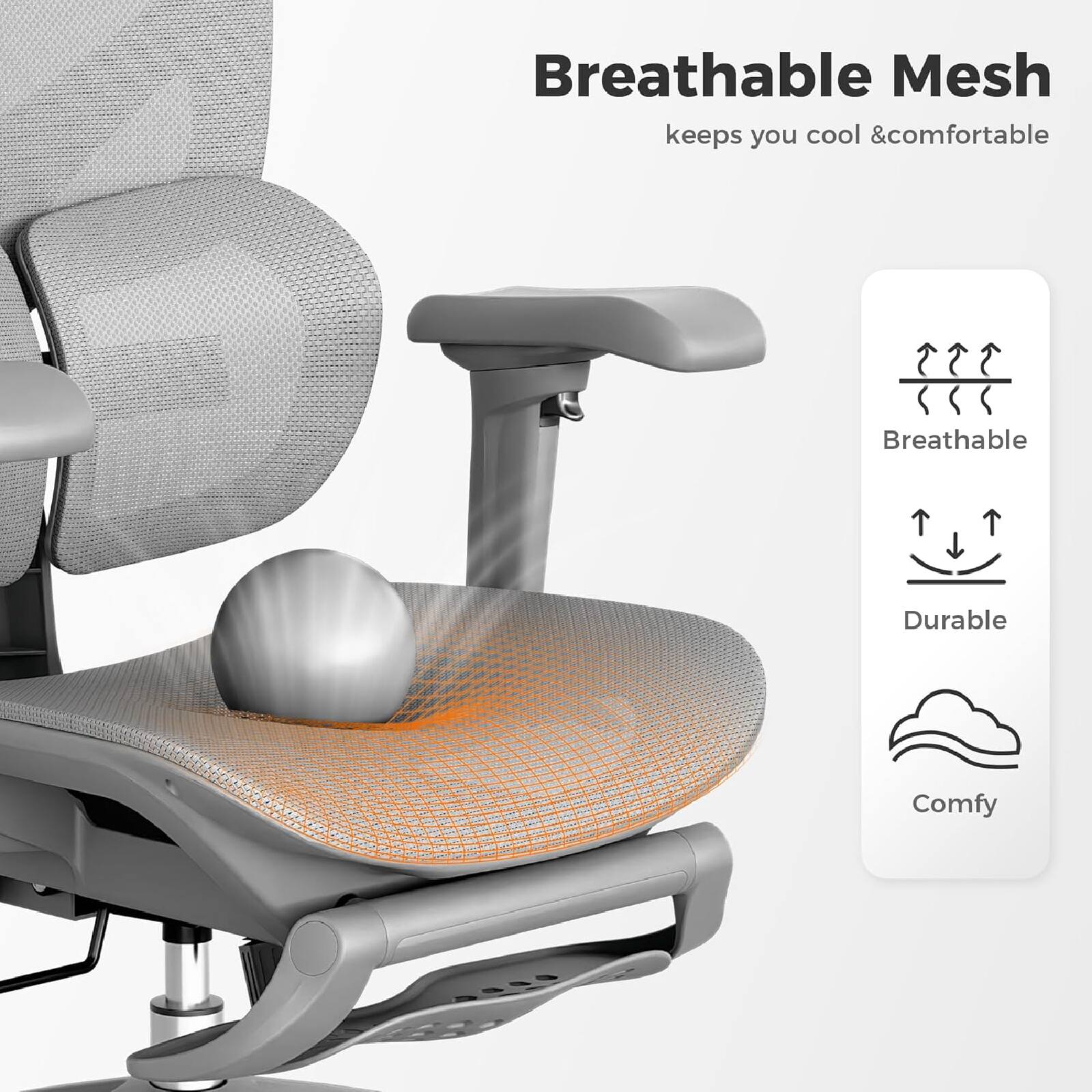 Breathable Mesh keeps you cool & comfortable  
Breathable  
Durable  
Comfy