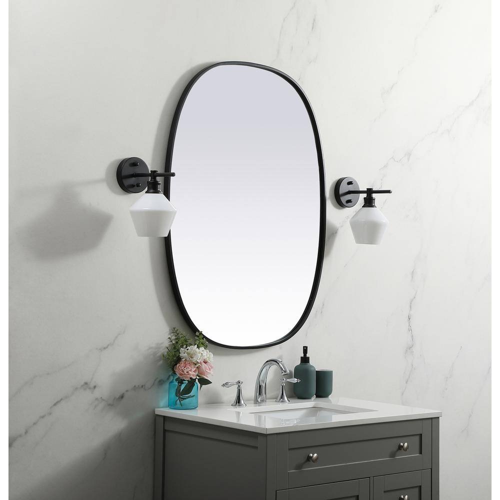 Alt View 6. Elegant Decor - Metal Frame Oval Mirror 30x40 Inch in Black - Black.
