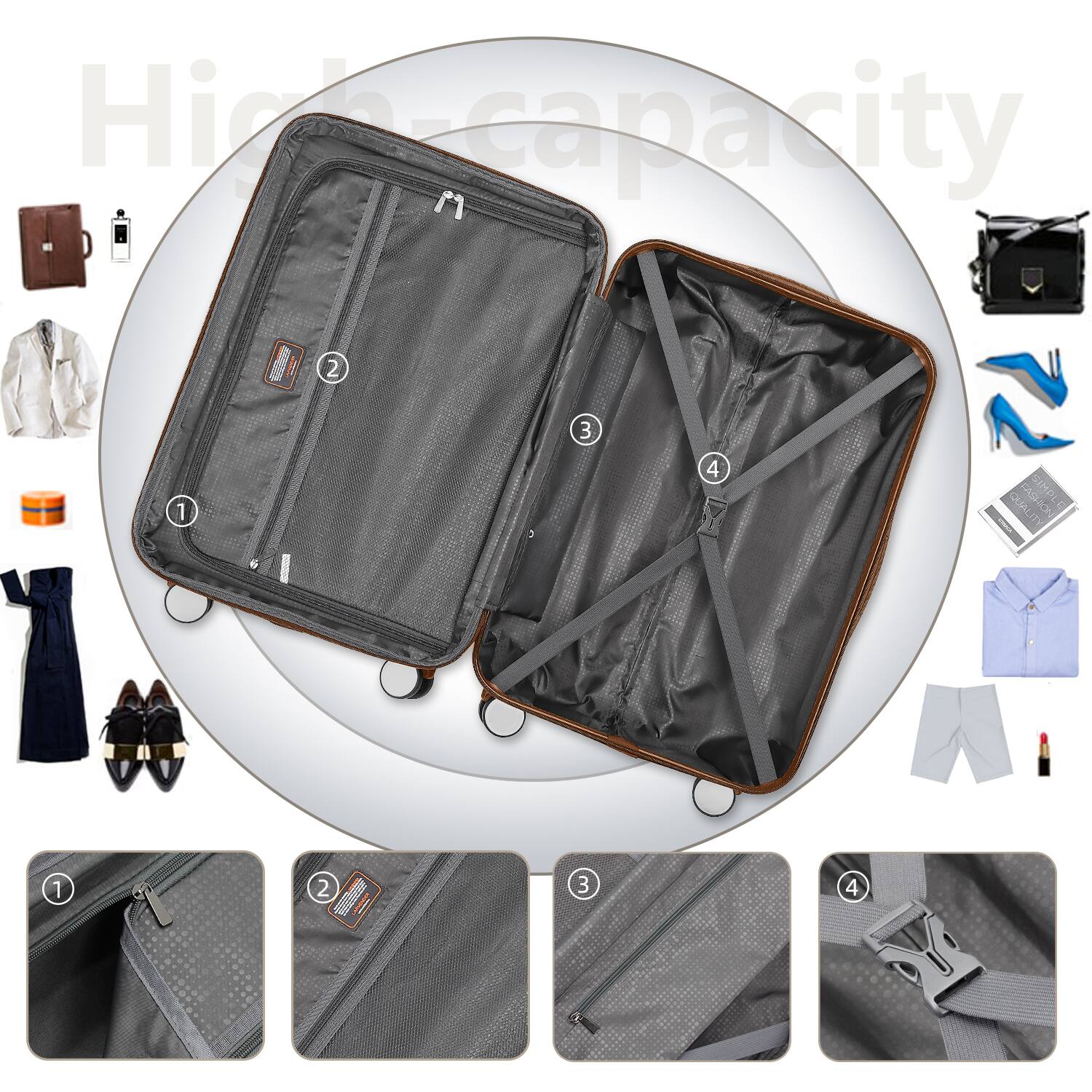 High Capacity

1. Zipper pocket
2. Mesh pocket
3. Main compartment
4. Compression straps