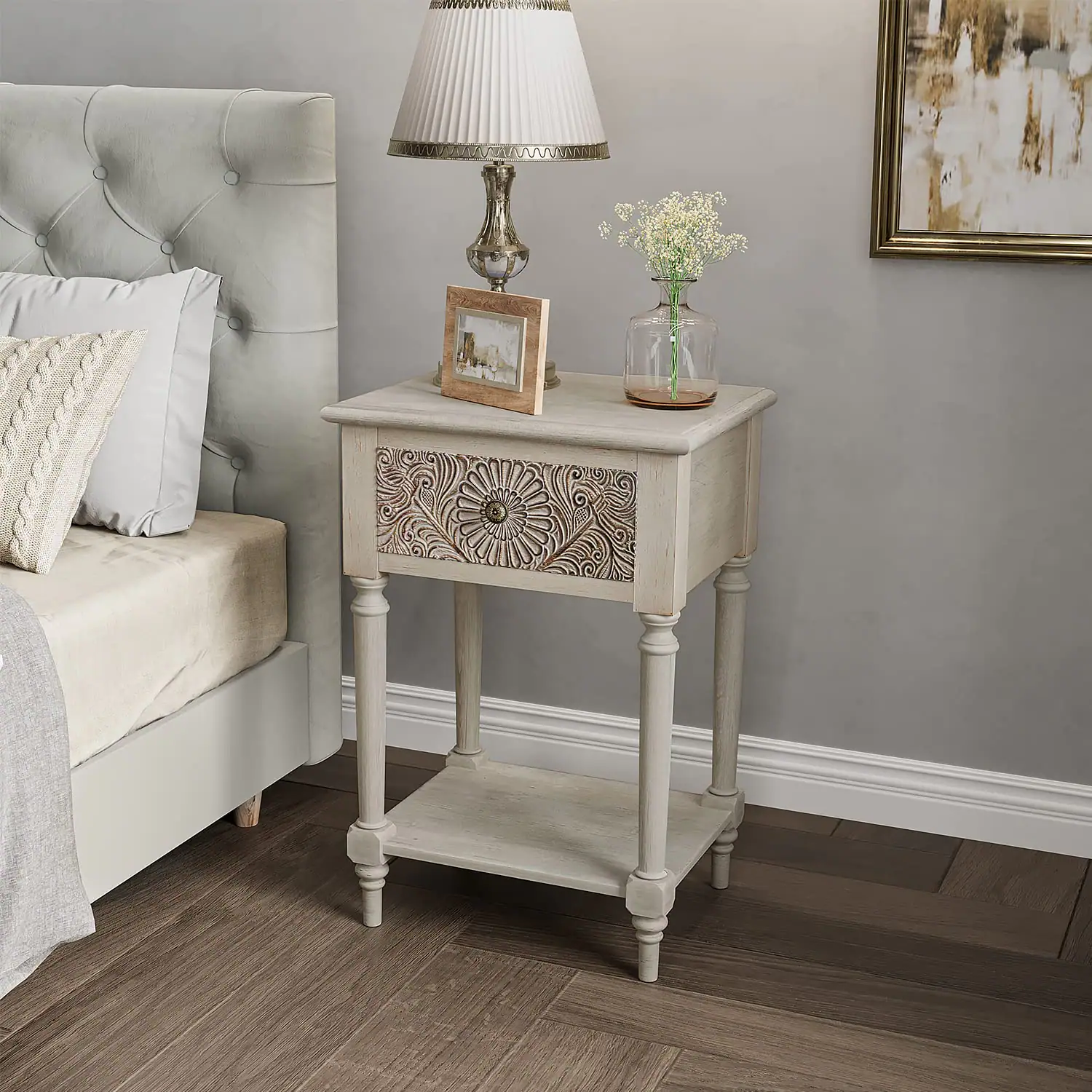 Wood Color-carved-1 Drawer