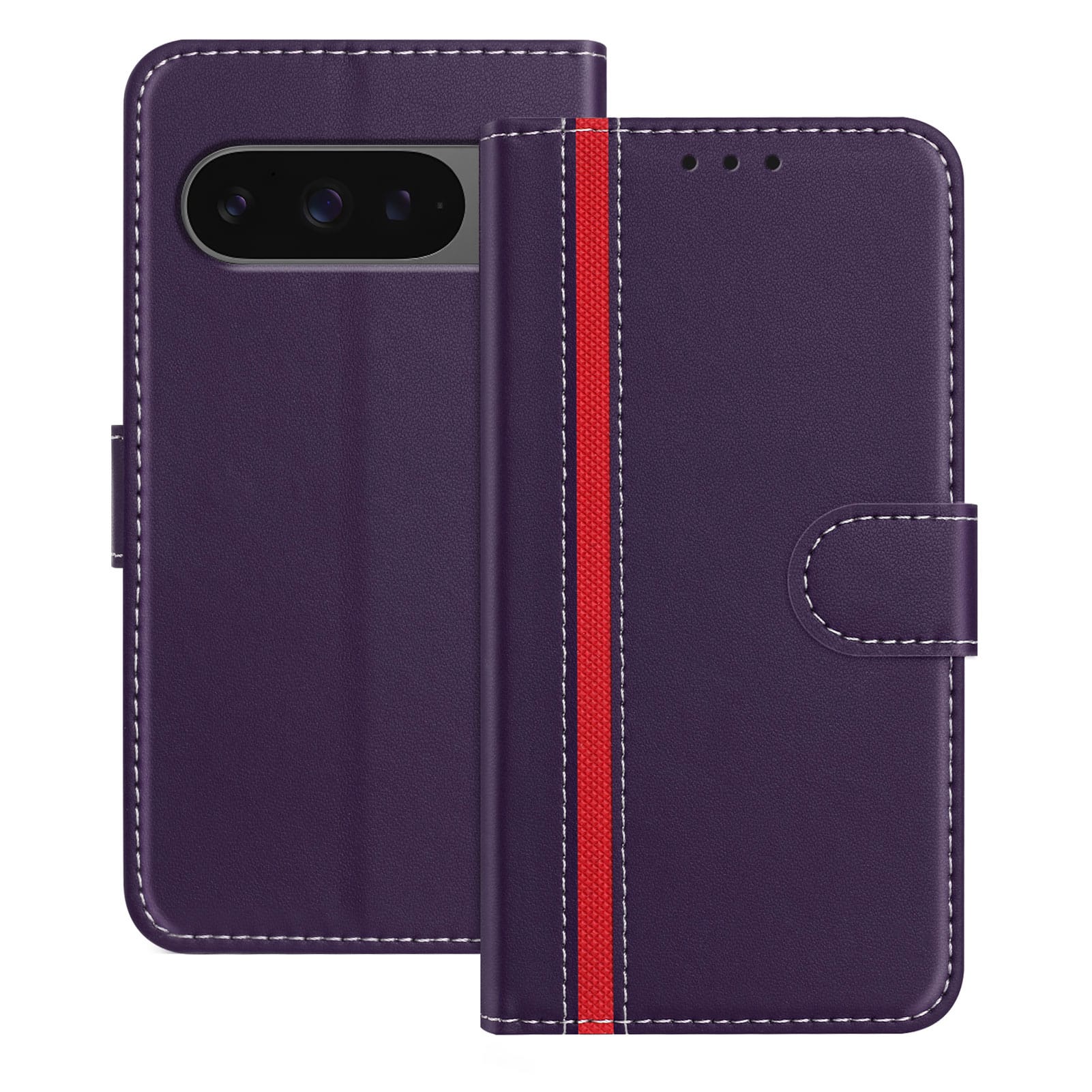 Dteck - Slim Card Holder Case for Google Pixel 10 Pro XL,PU Leather Magnetic Closure Shockproof TPU Inner Flip Wallet Cover - Purple price history on PriceWatchPro