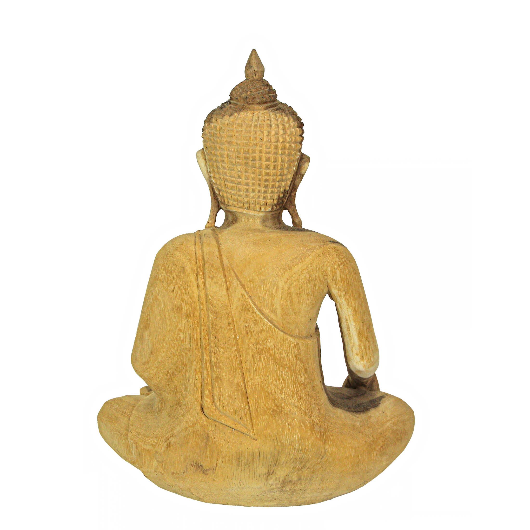 Alt View 2. Contrast Inc. - 13 Inch Wooden Hand Carved Sitting Buddha Sculpture Zen Home Decor Meditation Art - Brown.