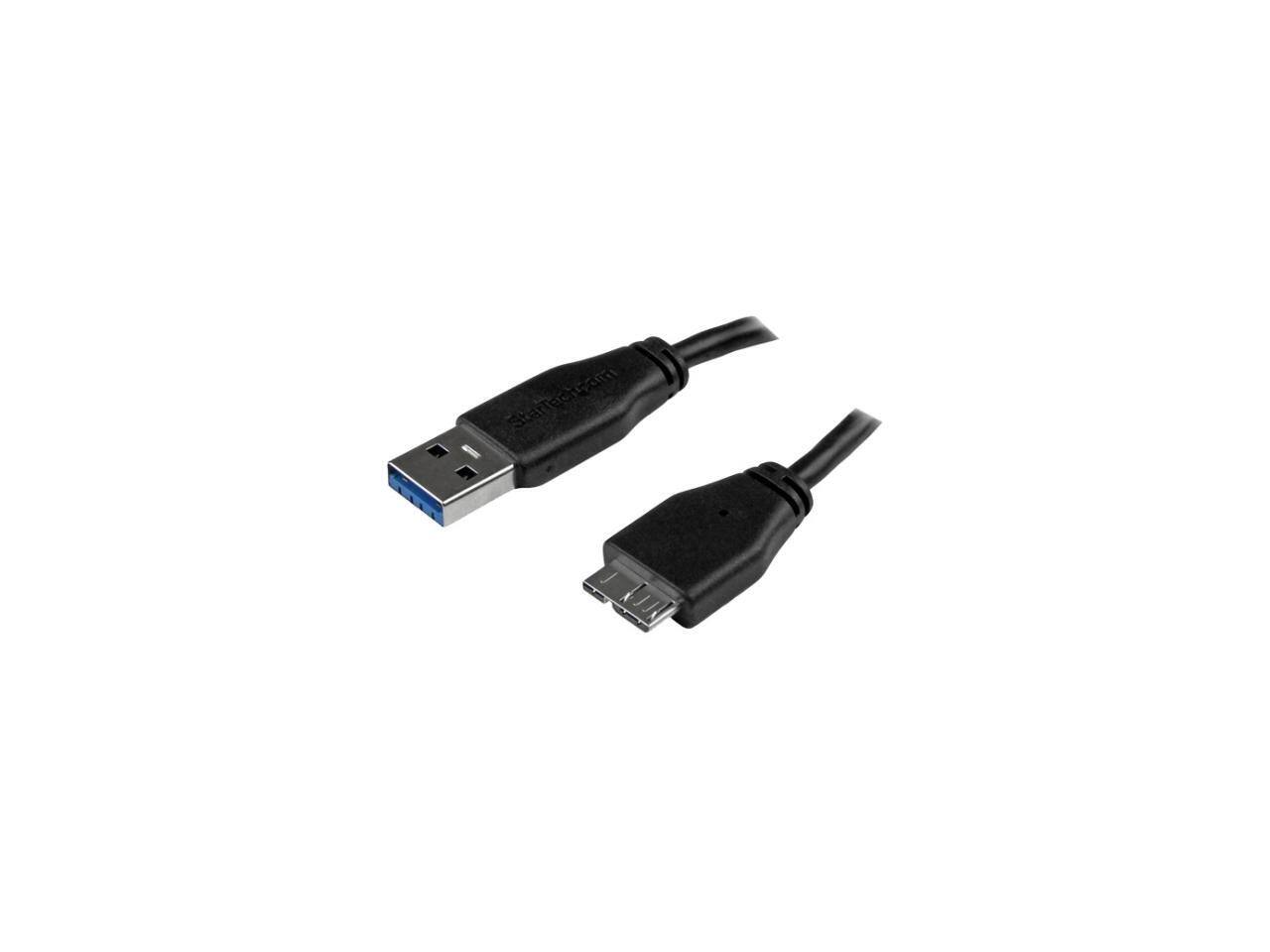 Front. StarTech.com - StarTech.com 0.5m (20in) Slim SuperSpeed USB 3.0 A to Micro B Cable - M/M.