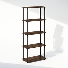 Furinno - Turn-N-Tube 5-Tier Multipurpose Compact Display Rack, Shelving Unit, Bookcase - Walnut/Brown