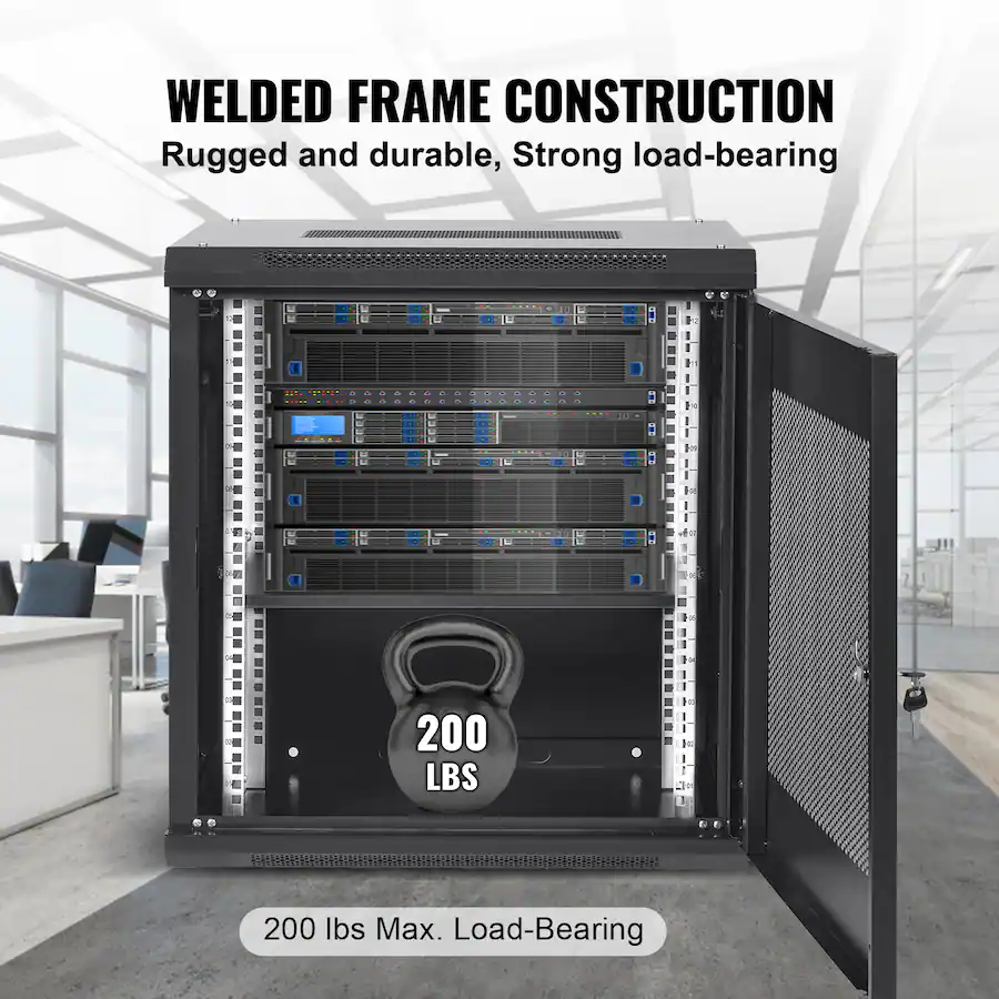 284 Rack VEVOR 12U Wall Mount Server Cabinet, 15.5'' Depth, Network Rack ...