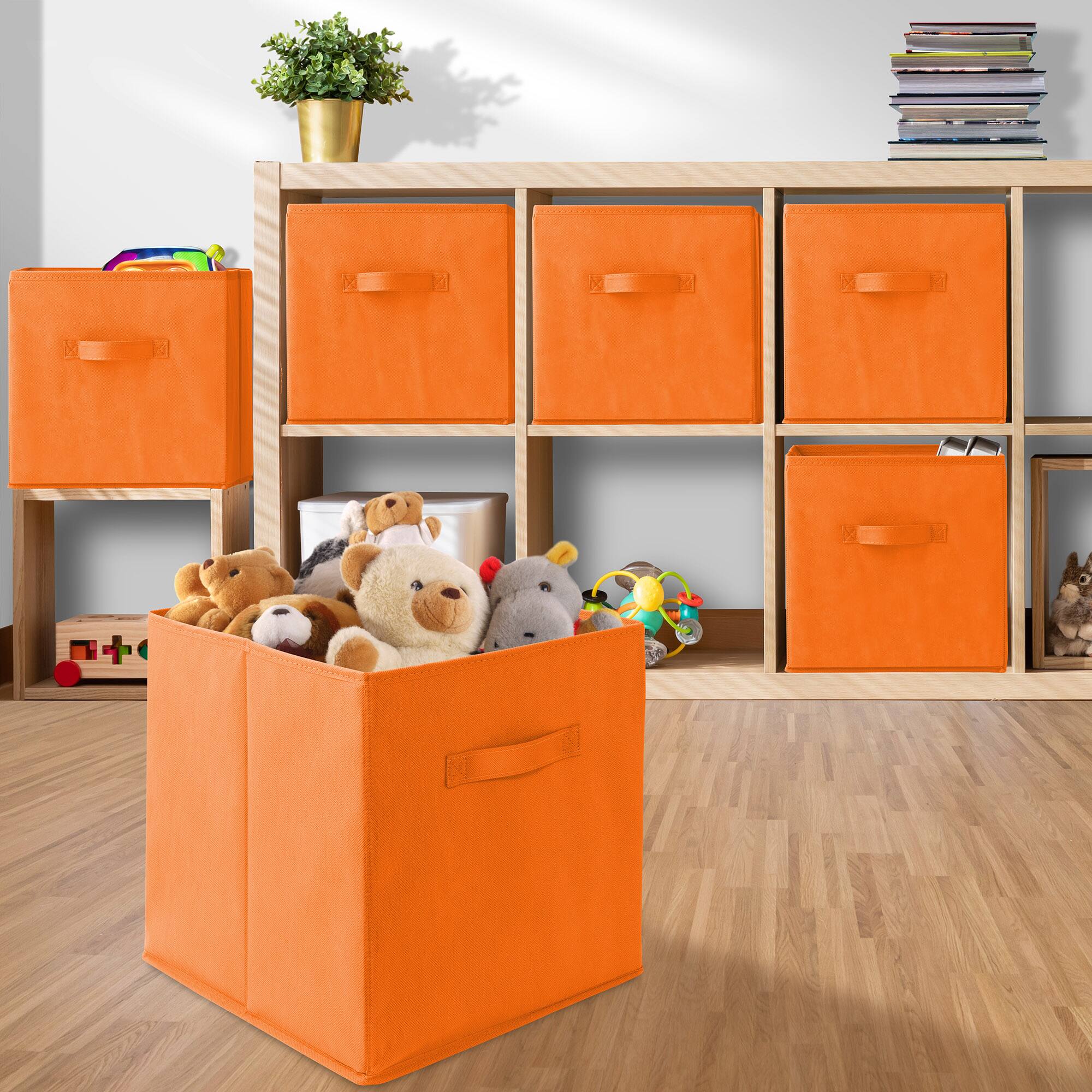 Alt View 4. Casafield - (Set of 6) Collapsible Fabric Cubes - Storage Bins - Orange.