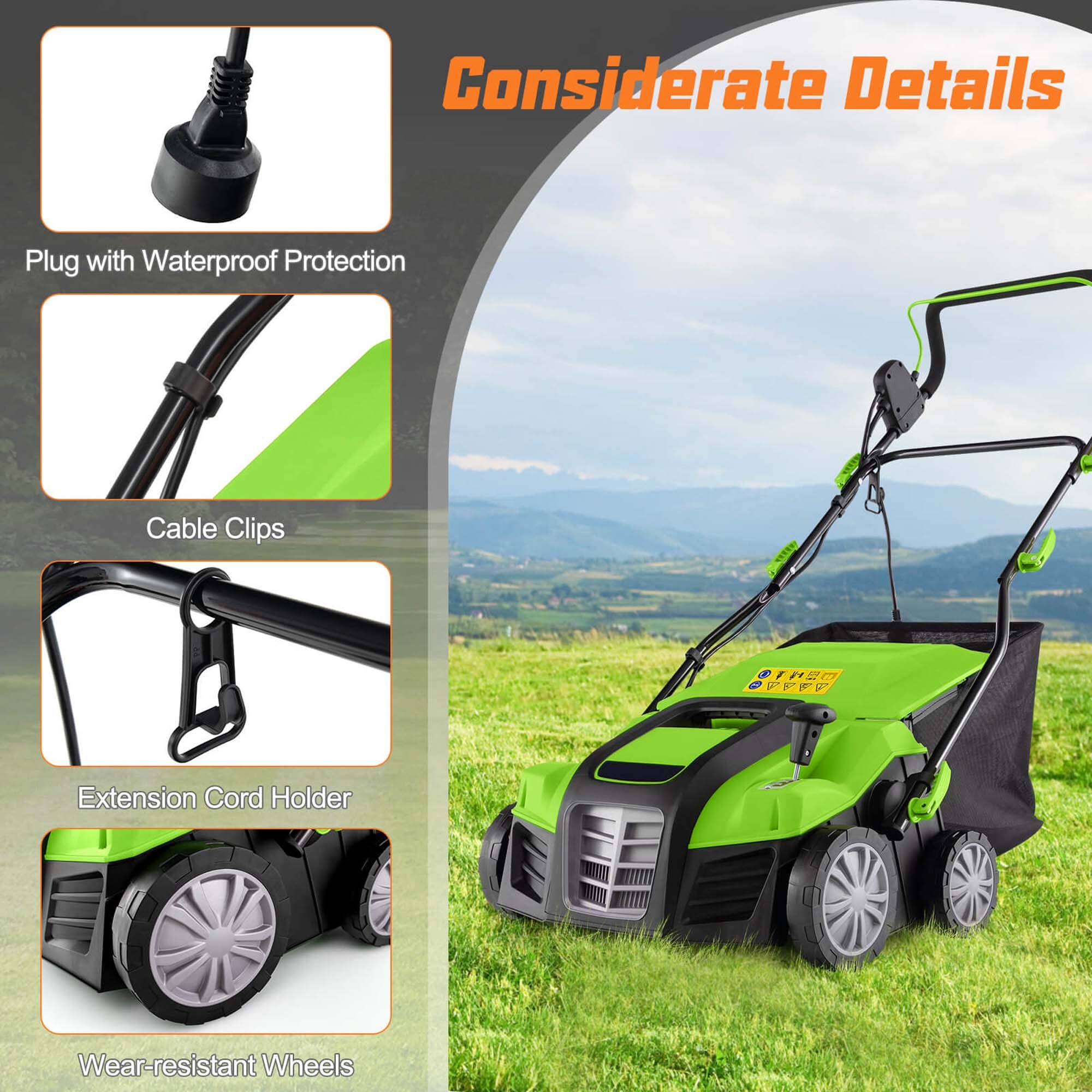 Considerate Details  
- Plug with Waterproof Protection  
- Cable Clips  
- Extension Cord Holder  
- Wear-resistant Wheels