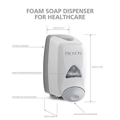 FOAM SOAP DISPENSER FOR HEALTHCARE

- WIDTH: 6.157"
- HEIGHT: 9.786"
- DEPTH: 5.092"
- LIFETIME GUARANTEE
- LARGE SIGHT WINDOW AND SKYLIGHT
- OPTIONAL KEYLOCK INCLUDED
- ONE-HAND PUSH OPERATION