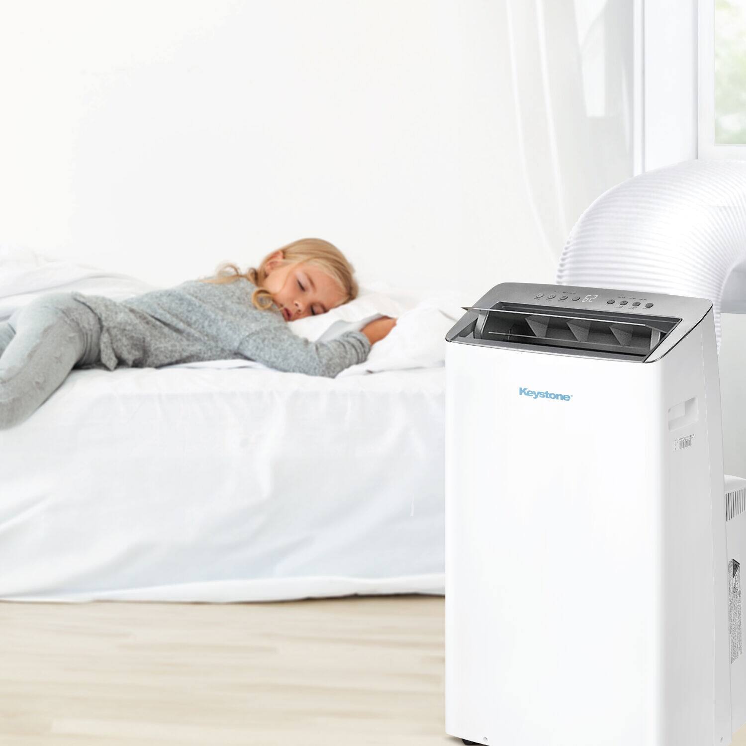 Alt View 11. Keystone - 12,000 BTU ASHRAE/10,000 BTU DOE Portable Inverter Air Conditioner with Remote Control - White.