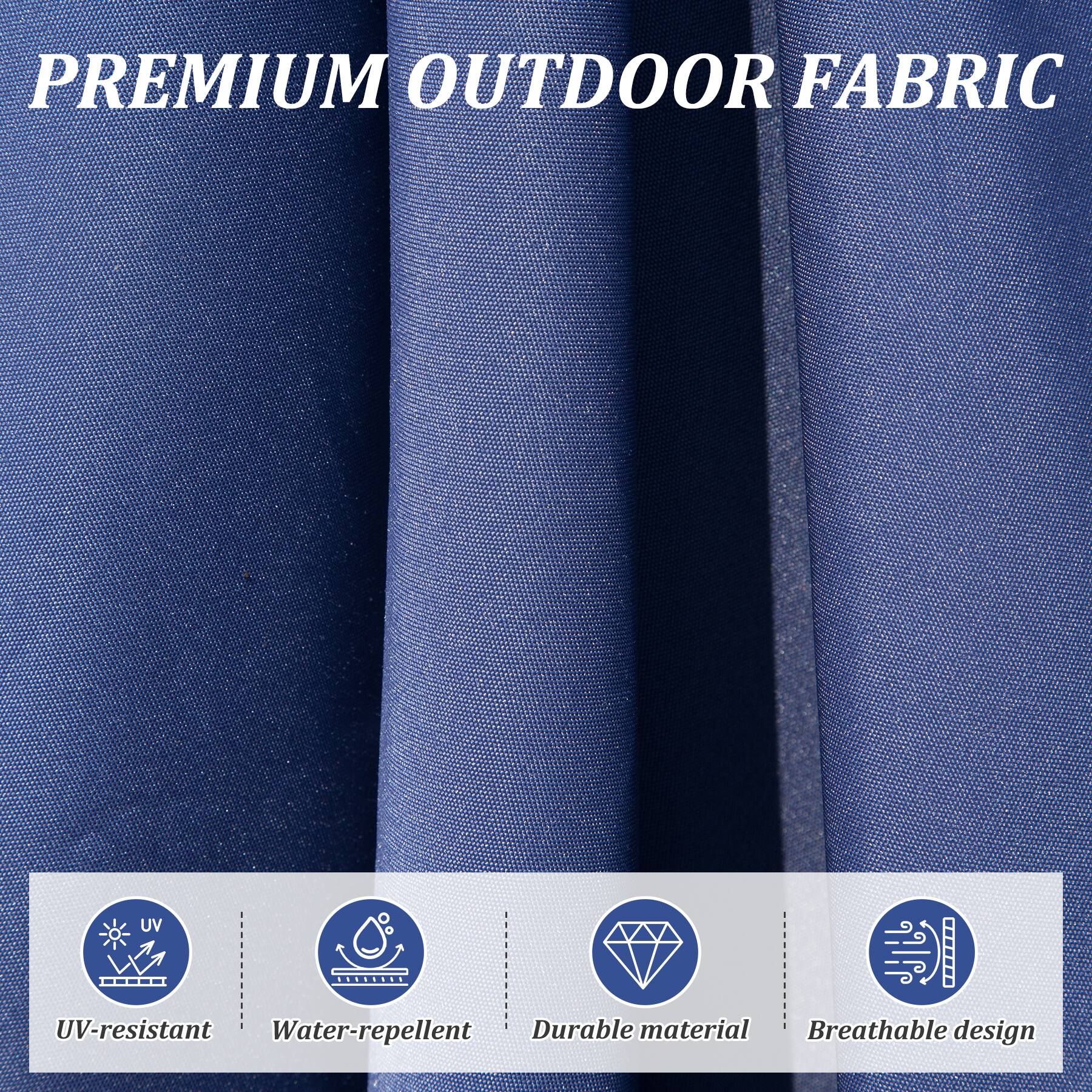 PREMIUM OUTDOOR FABRIC

- UV-resistant
- Water-repellent
- Durable material
- Breathable design