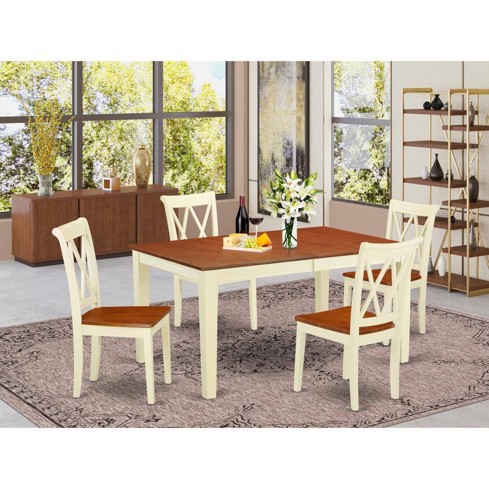 Back. East West Furniture - Dining Room Set Buttermilk & Cherry - Brown.