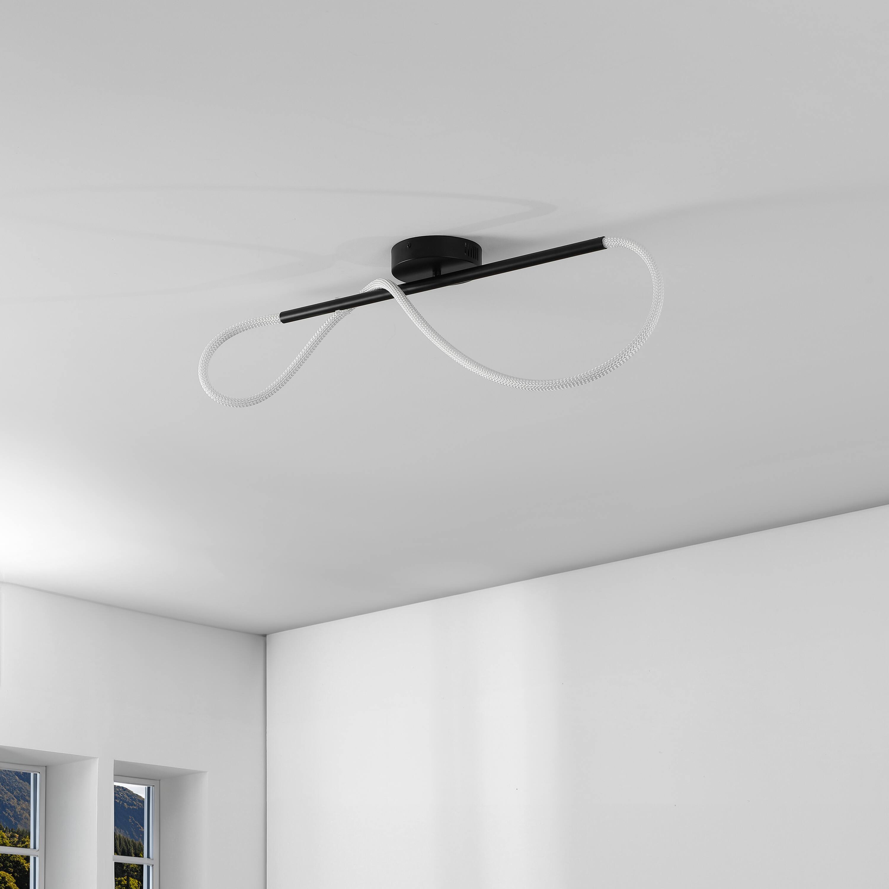 Alt View 5. Jonathan Y - Alessio 33" Contemporary Minimalist 360 Adjustable Silicone Neon Rope Dimmable Linear Integrated LED Flush Mount, Black - Black.