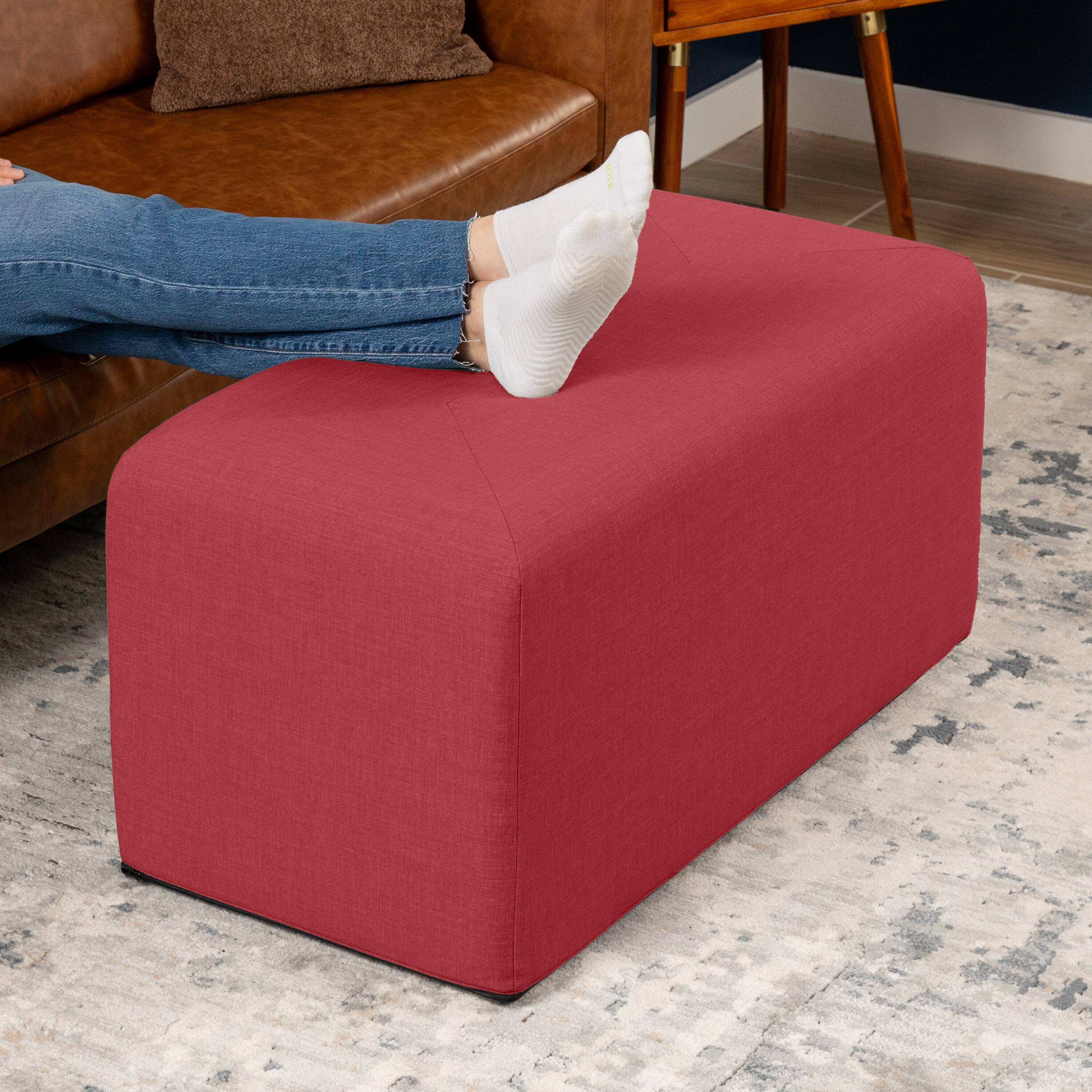 Angle. Jaxx - Jaxx Monroe Large Rectangular Foam Ottoman / Coffee Table, (36 x 18), Poppy Red - Poppy Red.