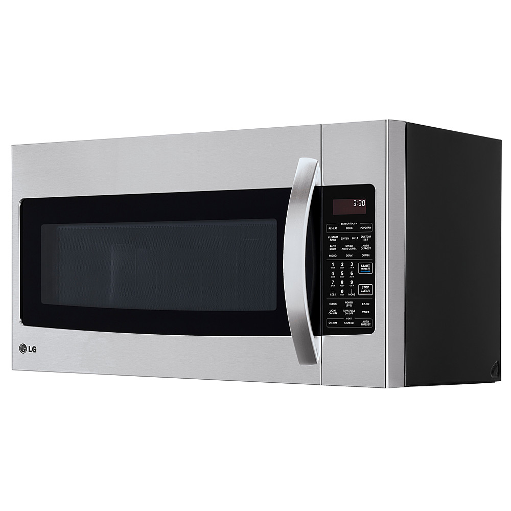 Left View: Samsung - 1.7 cu. ft. Over-the-Range Convection Microwave with WiFi - Stainless steel
