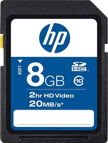 Front Standard. HP - 8GB High Speed Secure Digital High Capacity (SDHC) Class 10 Memory Card.