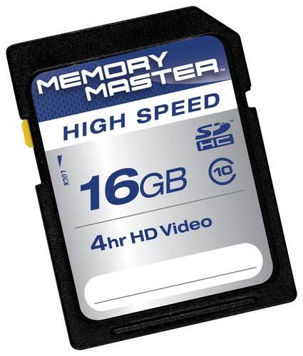 Front Standard. Memory Master - 16GB High-Speed Secure Digital High Capacity (SDHC) Class 10 Memory Card.