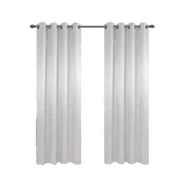 Olivia Gray - 100% Polyester 200 GSM Arlo Embossed Blackout Grommet Curtain Panel 54" x 90" - White