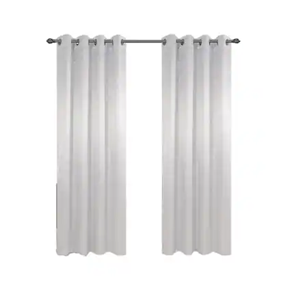 Front. Olivia Gray - Olivia Gray 100% Polyester 200 GSM Arlo Embossed Blackout Grommet Curtain Panel 54" x 90" White - White.