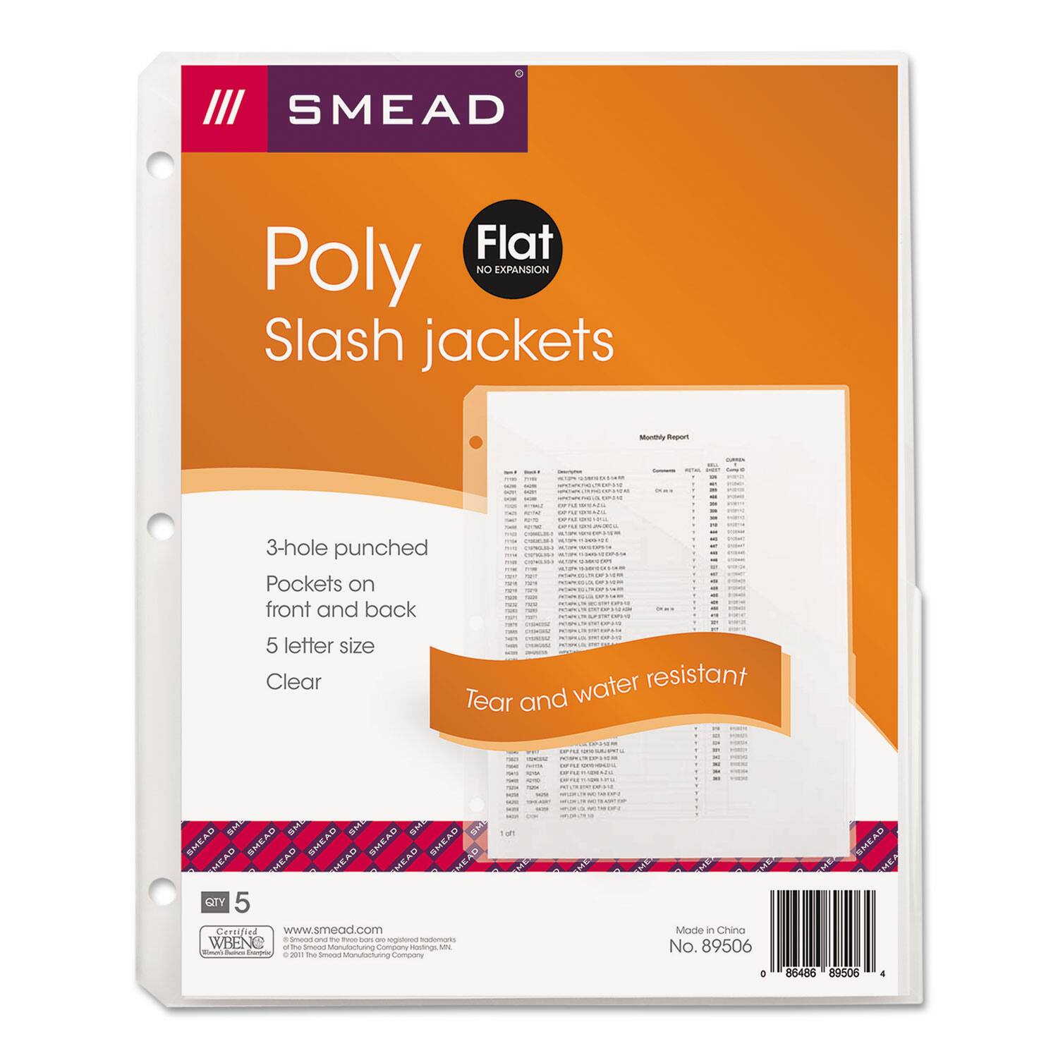 Smead Manufacturing - Organized Up Poly Slash Jackets, 2-Sections, Letter Size, Clear, 5/pack