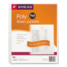 Smead Manufacturing - Organized Up Poly Slash Jackets, 2-Sections, Letter Size, Clear, 5/pack