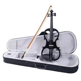 Winado - 4/4 Black Spruce Wood Right Handed Electric Violin with Portable Carry Case for Beginner Gift