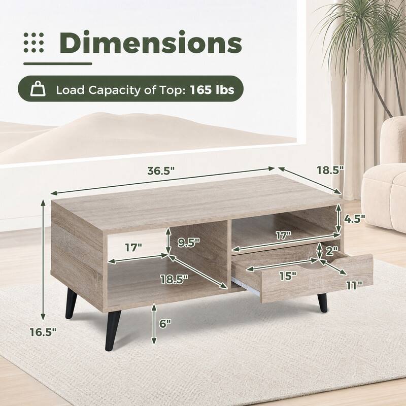 Dimensions  
Load Capacity of Top: 165 lbs  
36.5"  
18.5"  
17"  
9.5"  
17"  
4.5" 2"  
18.5"  
15"  
11"  
16.5"  
6"